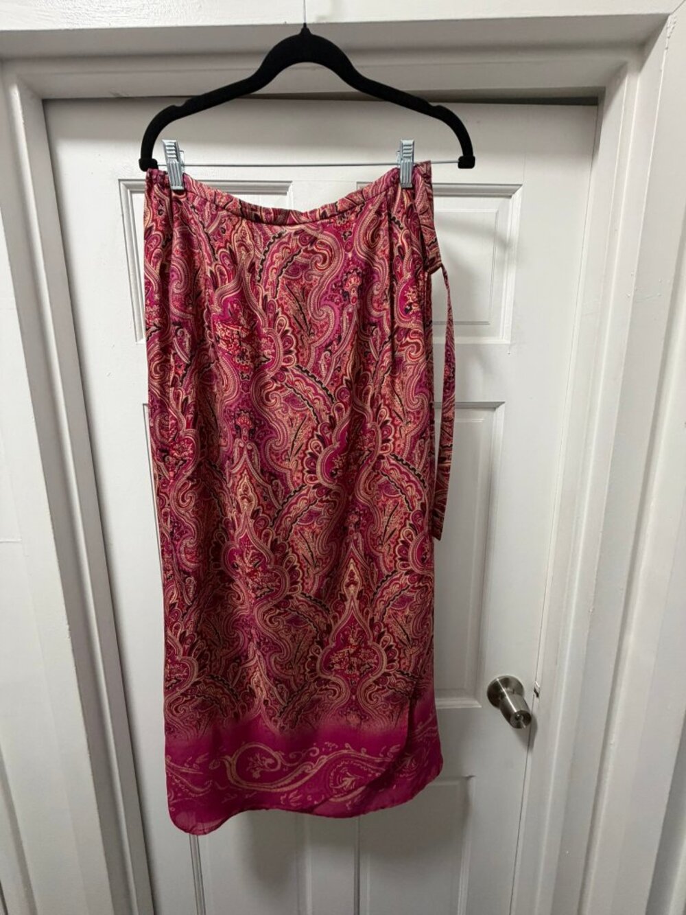 Valerie Stevens 100% Silk Faux Wrap Maxi Skirt